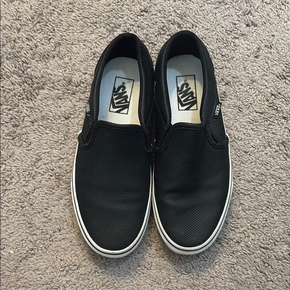 Vans Black Slip-On Sneakers with Classic Waffle Outsole